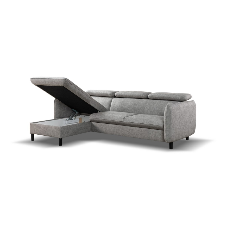 Salon de jardin d'angle pliable avec un espace de stockage NISA gris gauche