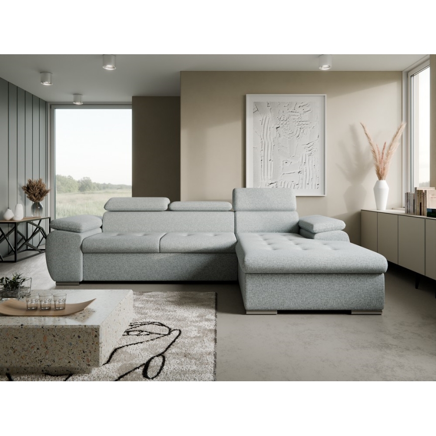 Salon de jardin d'angle pliable avec un espace de stockage PADUA gris droit