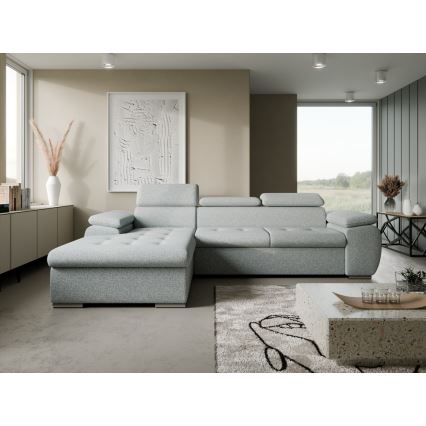 Salon de jardin d'angle pliable avec un espace de stockage PADUA gris gauche