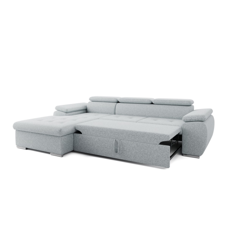 Salon de jardin d'angle pliable avec un espace de stockage PADUA gris gauche