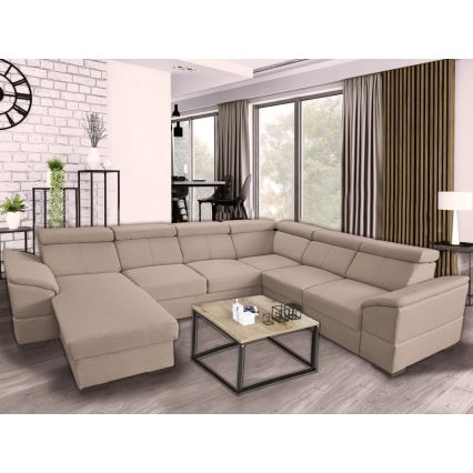 Salon pliable en U avec coin universel avec un espace de stockage GRANADA beige