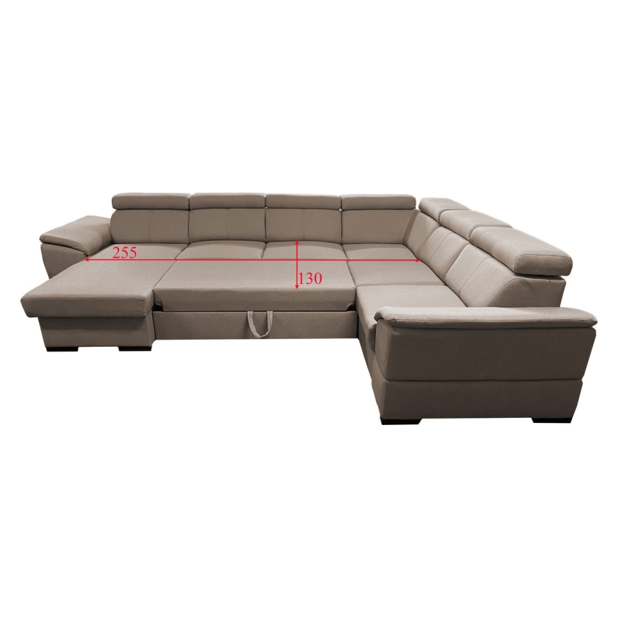 Salon pliable en U avec coin universel avec un espace de stockage GRANADA beige