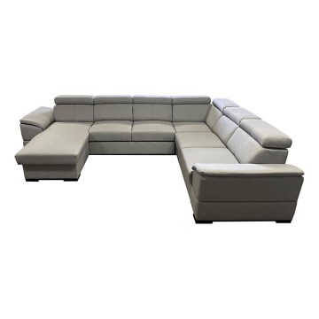 Salon pliable en U avec coin universel avec un espace de stockage GRANADA gris clair