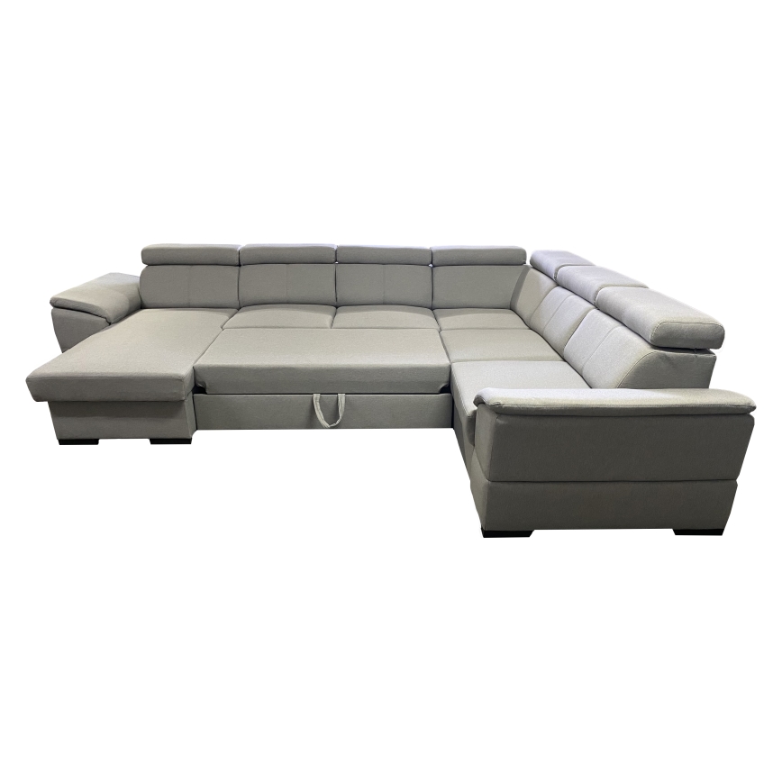 Salon pliable en U avec coin universel avec un espace de stockage GRANADA gris clair