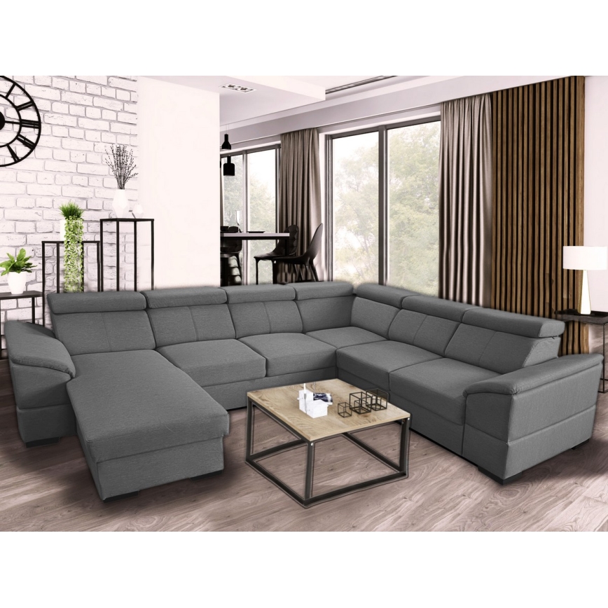Salon pliable en U avec coin universel avec un espace de stockage GRANADA gris foncé