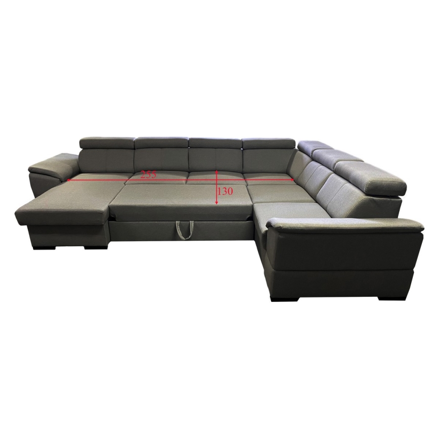 Salon pliable en U avec coin universel avec un espace de stockage GRANADA gris foncé