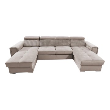 Salon pliable en U avec coin universel avec un espace de stockage SALVADA beige