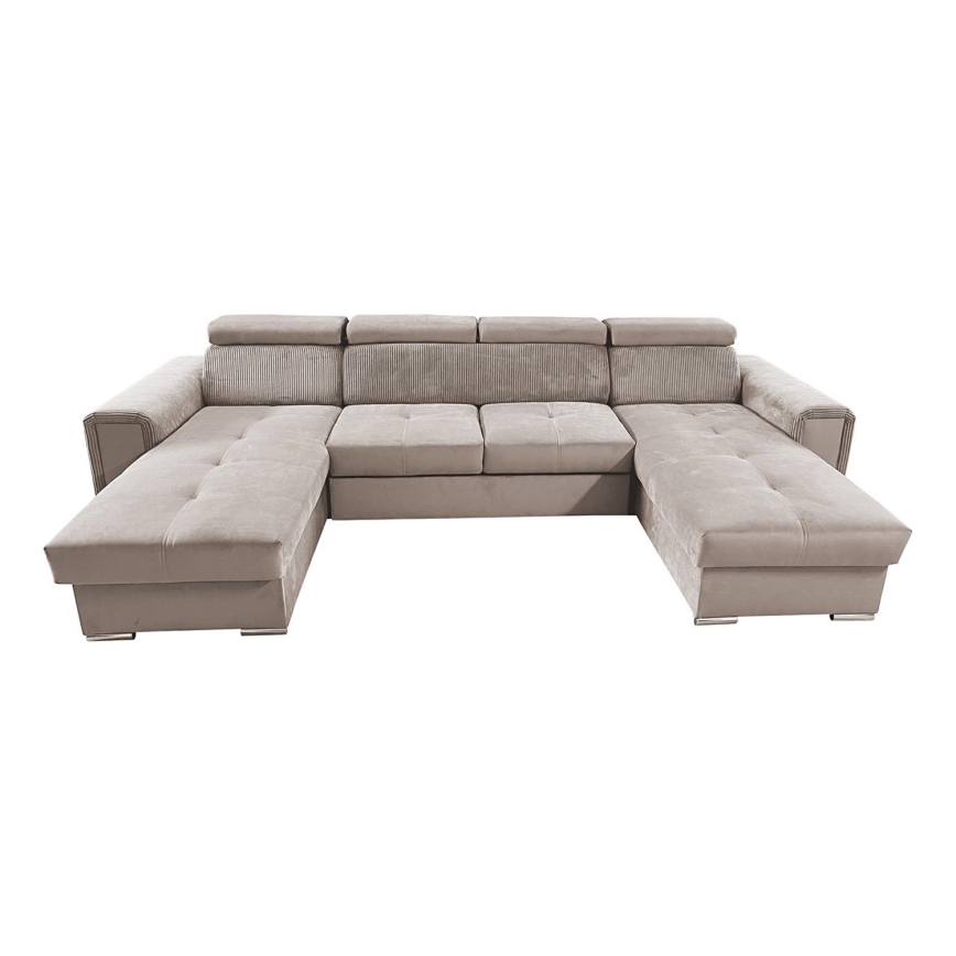 Salon pliable en U avec coin universel avec un espace de stockage SALVADA beige