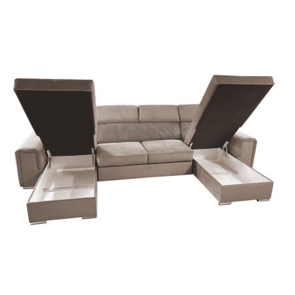 Salon pliable en U avec coin universel avec un espace de stockage SALVADA beige