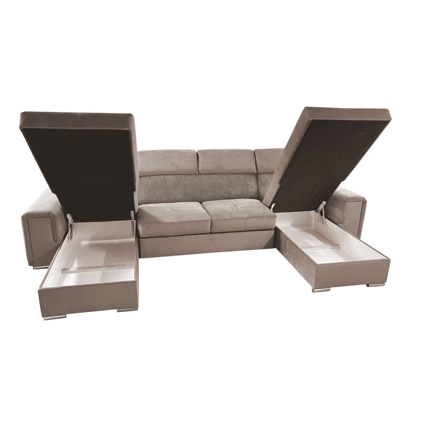Salon pliable en U avec coin universel avec un espace de stockage SALVADA beige