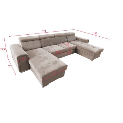Salon pliable en U avec coin universel avec un espace de stockage SALVADA beige