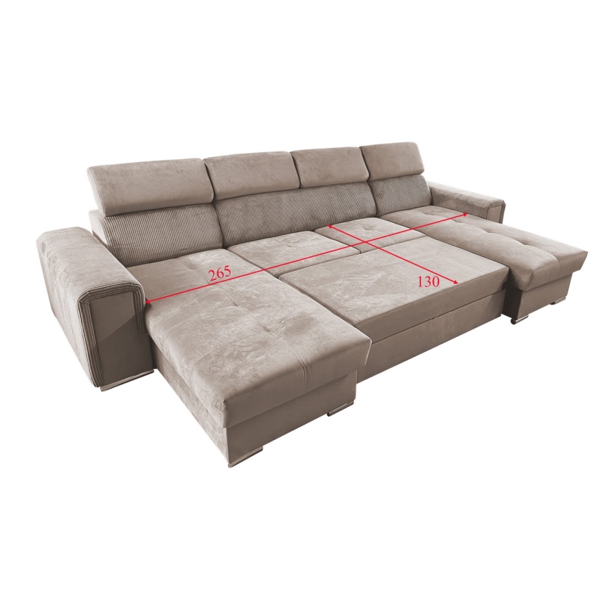 Salon pliable en U avec coin universel avec un espace de stockage SALVADA beige