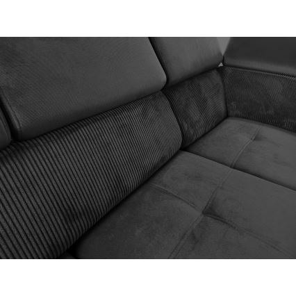 Salon pliable en U avec coin universel avec un espace de stockage SALVADA gris foncé