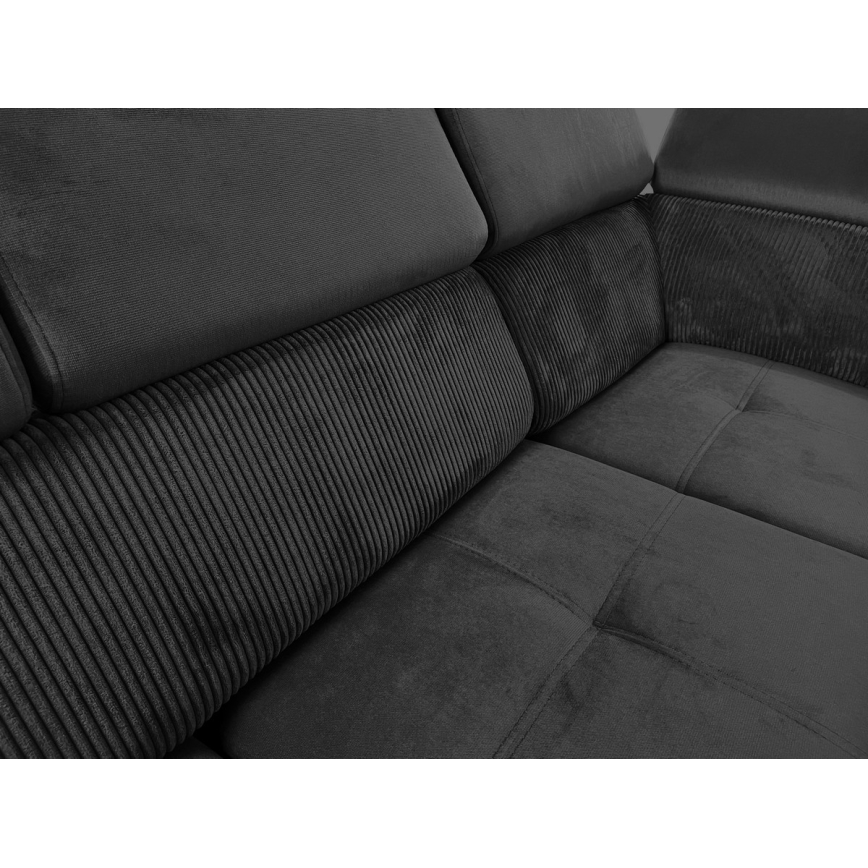 Salon pliable en U avec coin universel avec un espace de stockage SALVADA gris foncé