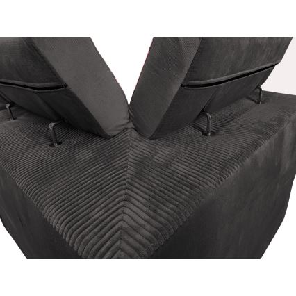 Salon pliable en U avec coin universel avec un espace de stockage SALVADA gris foncé