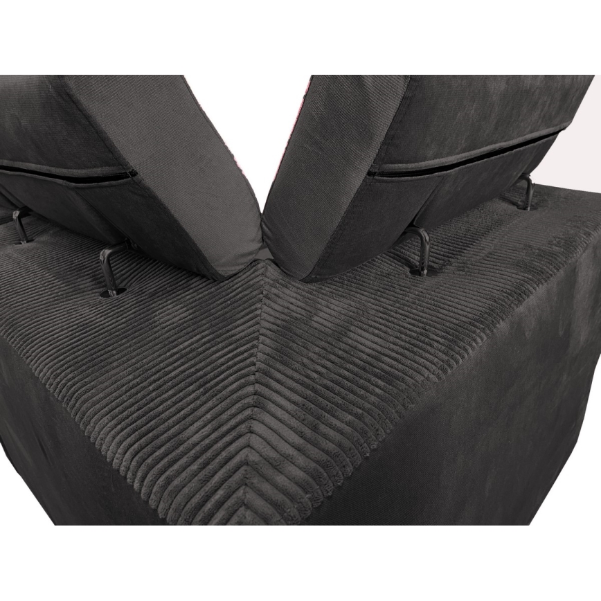 Salon pliable en U avec coin universel avec un espace de stockage SALVADA gris foncé