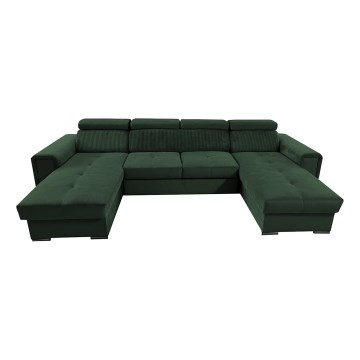 Salon pliable en U avec coin universel avec un espace de stockage SALVADA vert