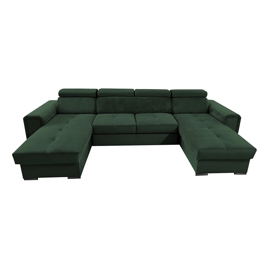Salon pliable en U avec coin universel avec un espace de stockage SALVADA vert
