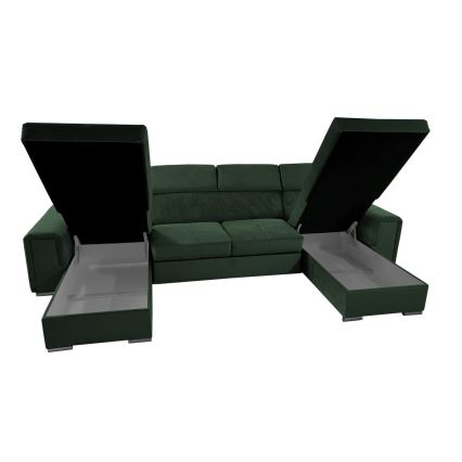 Salon pliable en U avec coin universel avec un espace de stockage SALVADA vert