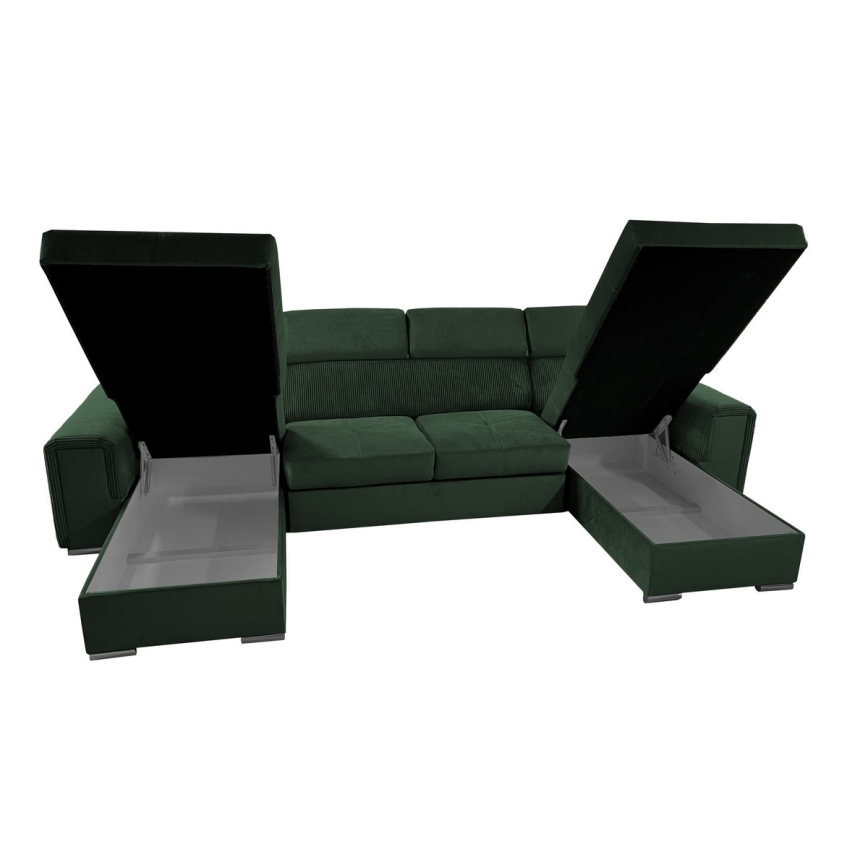 Salon pliable en U avec coin universel avec un espace de stockage SALVADA vert