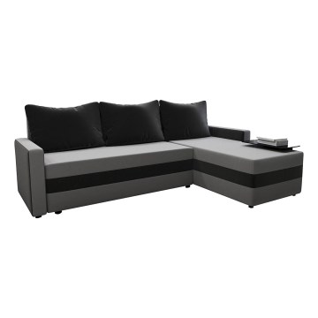 Salon universel d'angle pliable rembourré en forme de L BRISTOL gris/noir