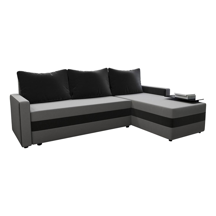 Salon universel d'angle pliable rembourré en forme de L BRISTOL gris/noir