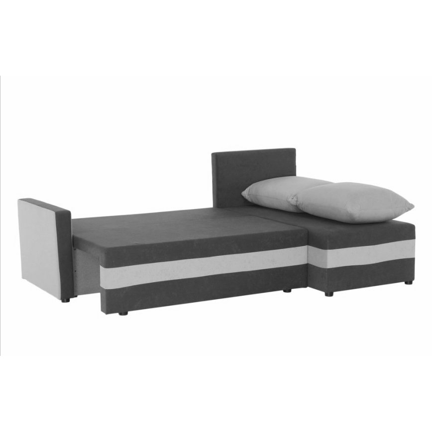 Salon universel d'angle pliable rembourré en forme de L BRISTOL gris/noir