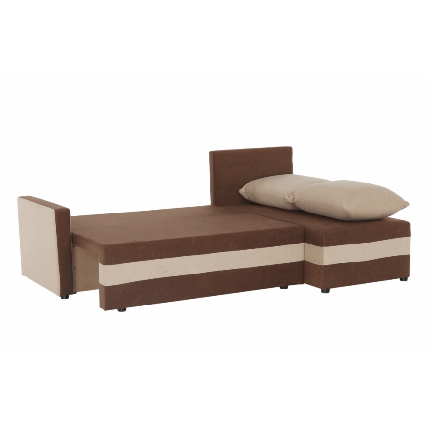 Salon universel d'angle pliable rembourré en forme de L BRISTOL marron/beige