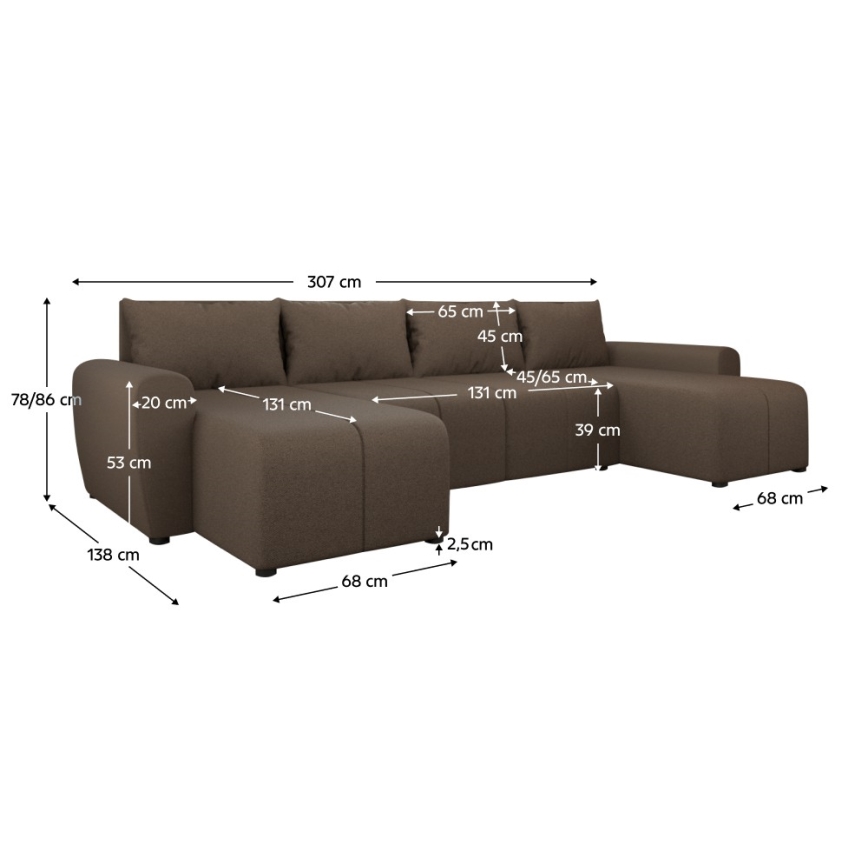 Salon universel pliable en forme de U, rembourré NEWPORT marron