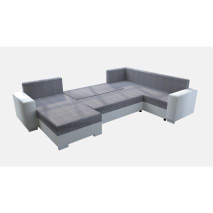 Salon universel pliable en forme de U, rembourré YORK blanc/gris
