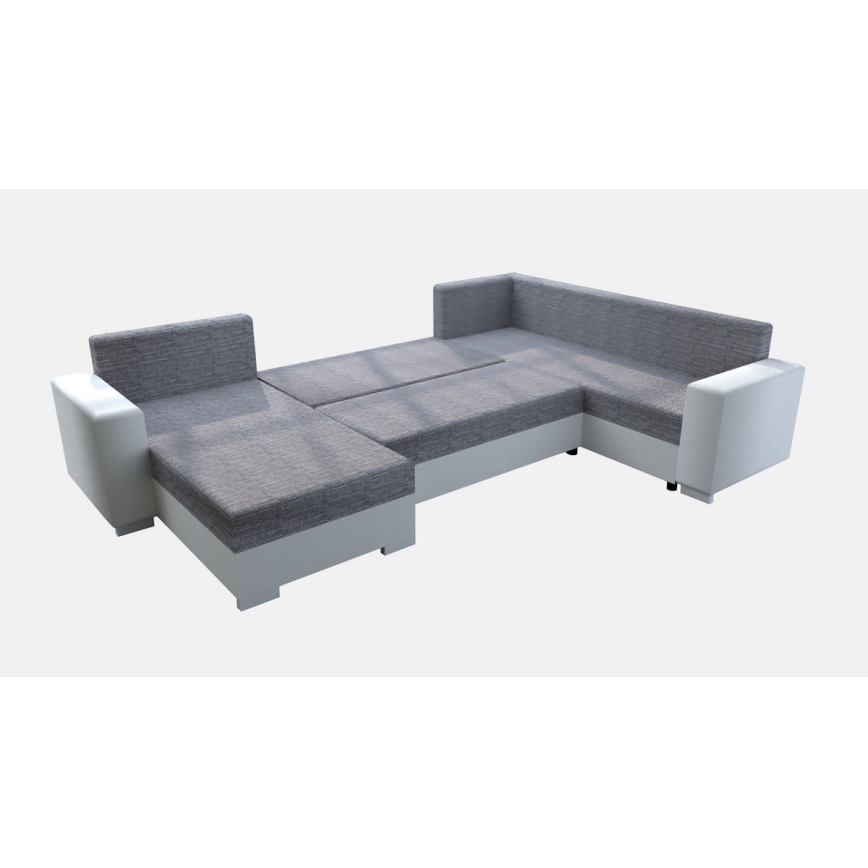 Salon universel pliable en forme de U, rembourré YORK blanc/gris