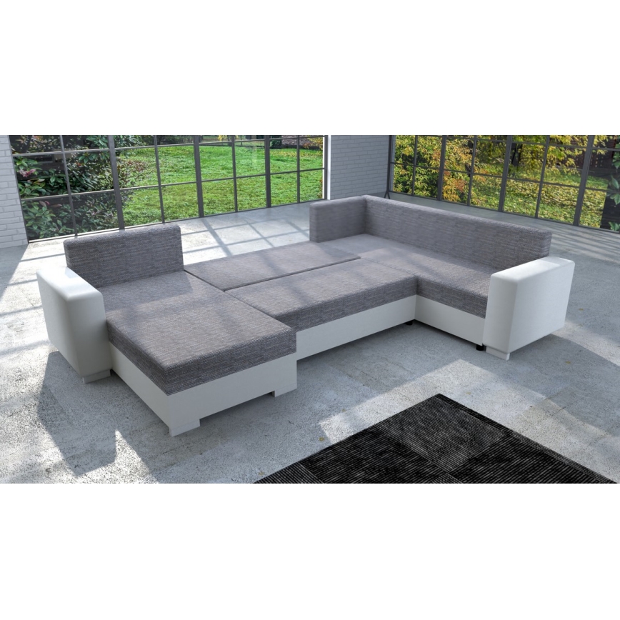 Salon universel pliable en forme de U, rembourré YORK blanc/gris