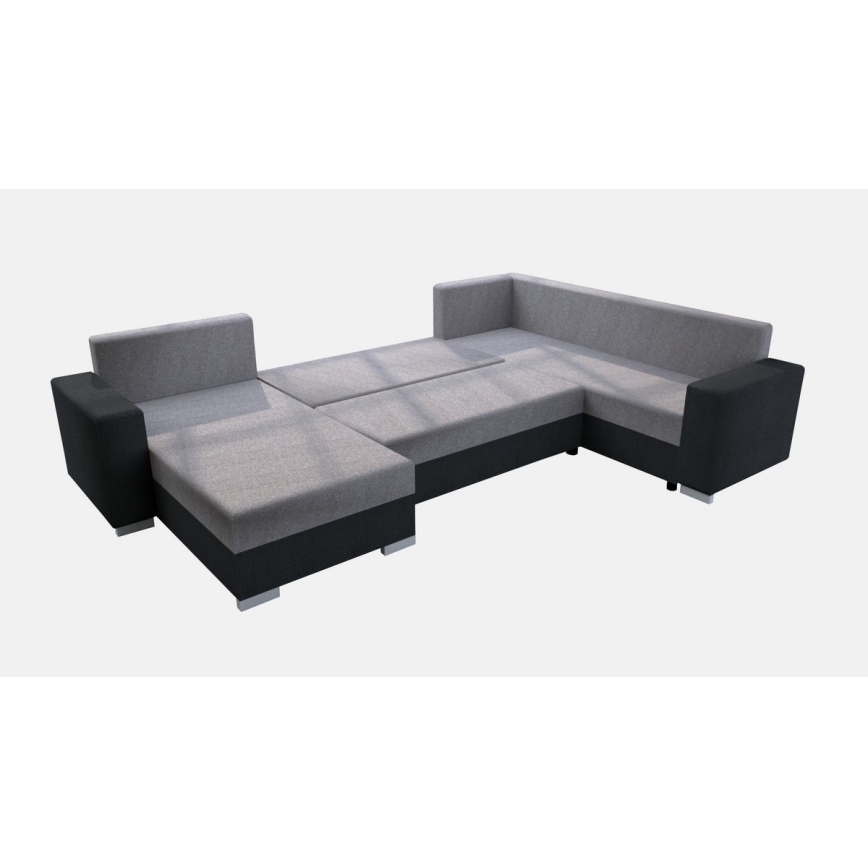 Salon universel pliable en forme de U, rembourré YORK gris/noir