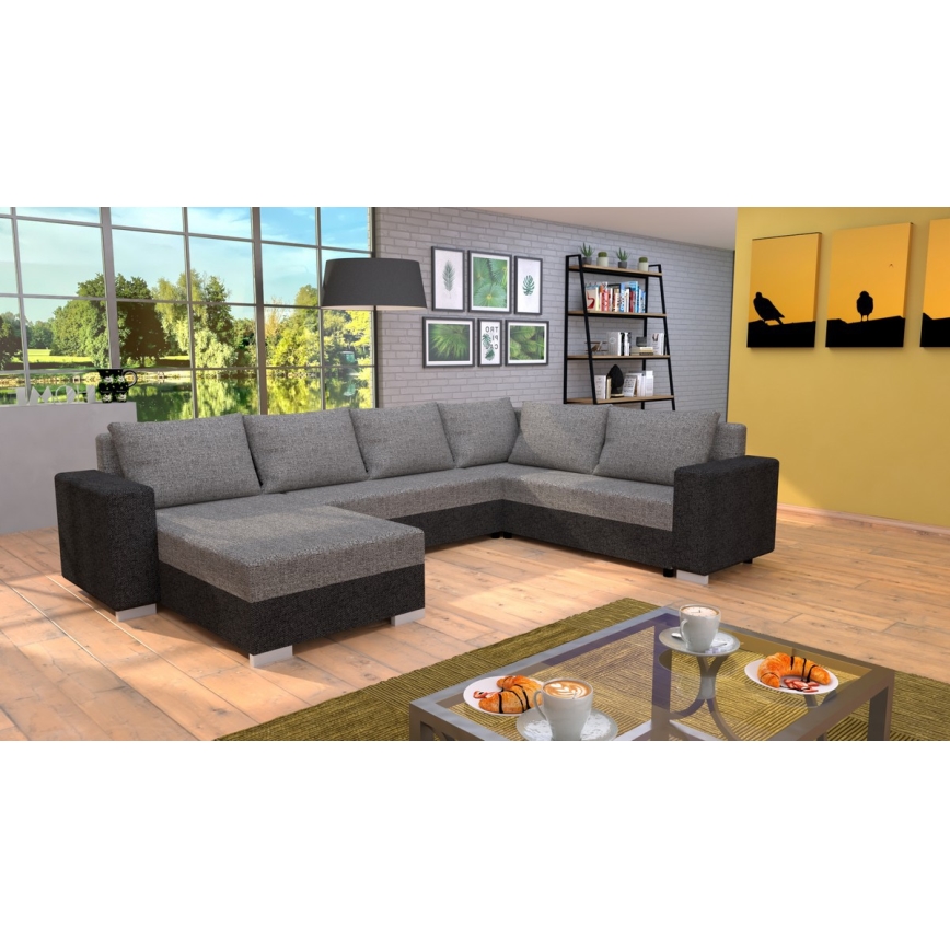 Salon universel pliable en forme de U, rembourré YORK marron/beige