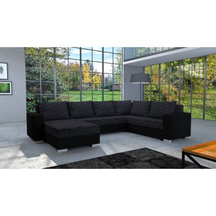 Salon universel pliable en forme de U, rembourré YORK noir/anthracite