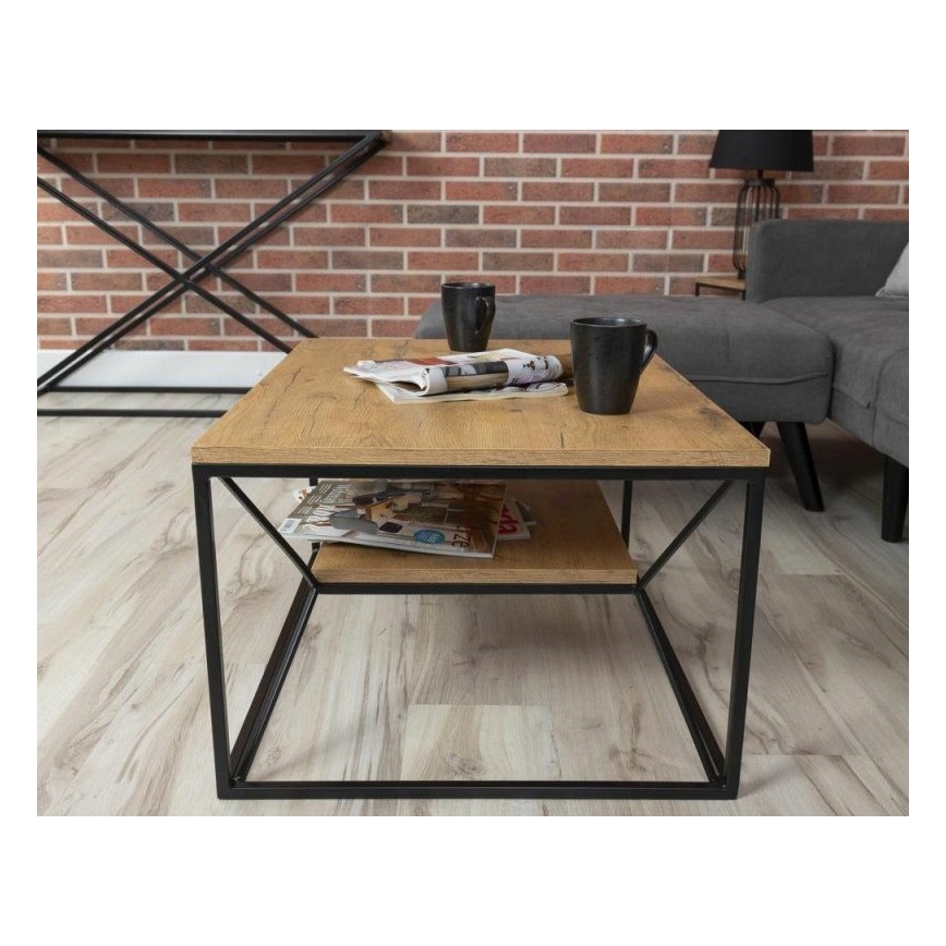 Salontafel BASICLOFT 40x80 cm zwart/bruin
