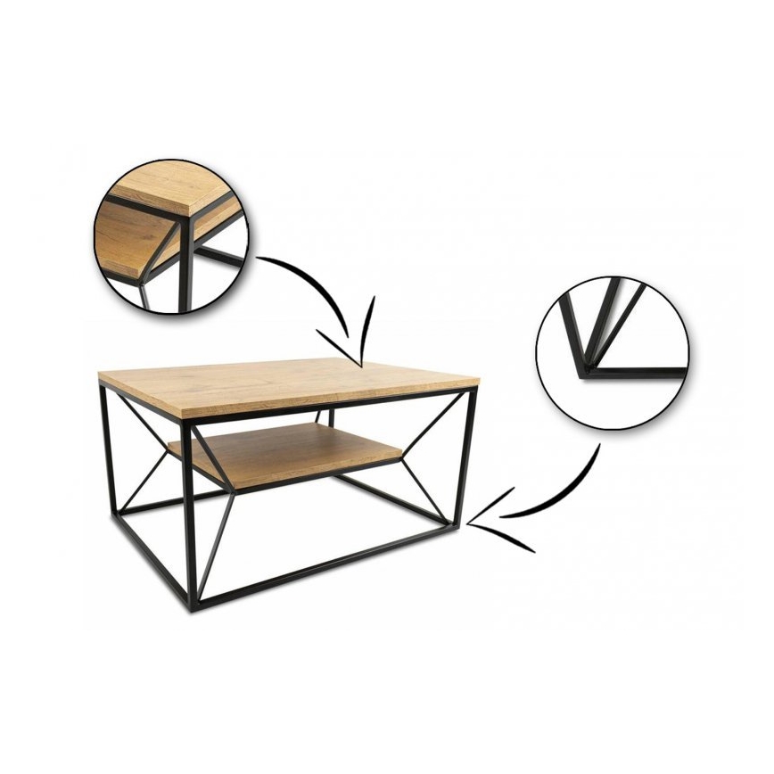 Salontafel BASICLOFT 40x80 cm zwart/bruin