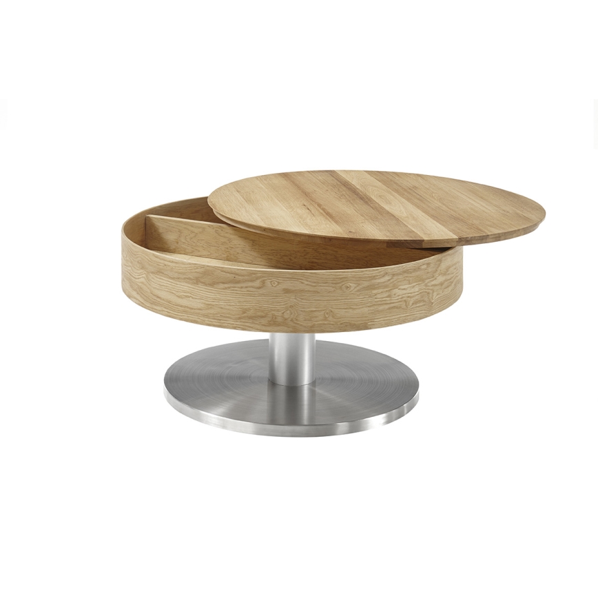 Salontafel BLOCK Ø 79 cm eiken/zilver