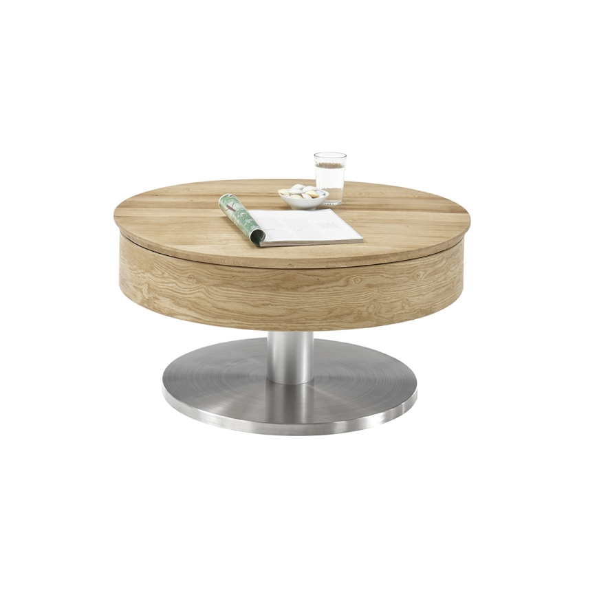 Salontafel BLOCK Ø 79 cm eiken/zilver