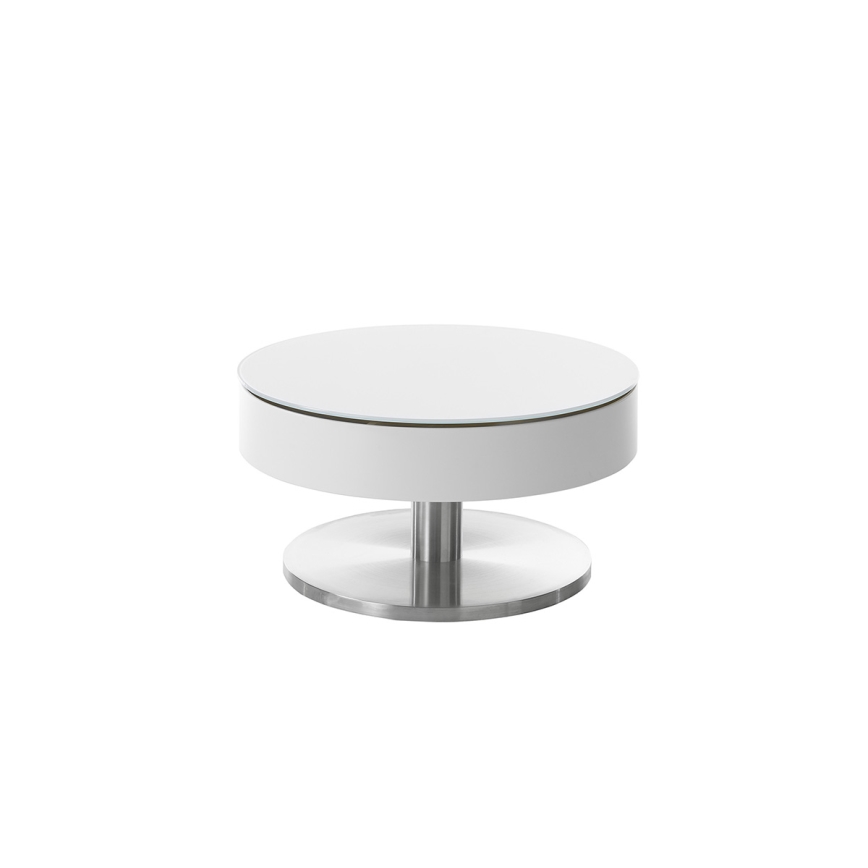 Salontafel BLOCK Ø 79 cm wit/zilver