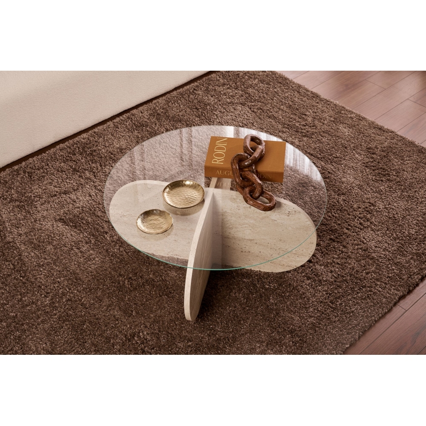 Salontafel BUBBLE Ø 75 cm beige/transparant