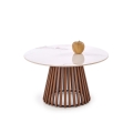 Salontafel CARINA Ø 80 cm bruin/wit/marmerdecor