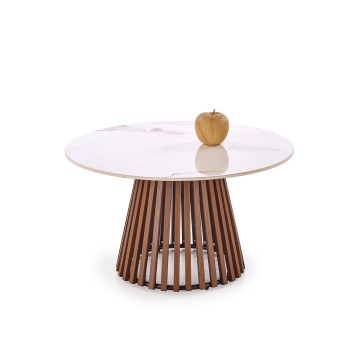 Salontafel CARINA Ø 80 cm bruin/wit/marmerdecor