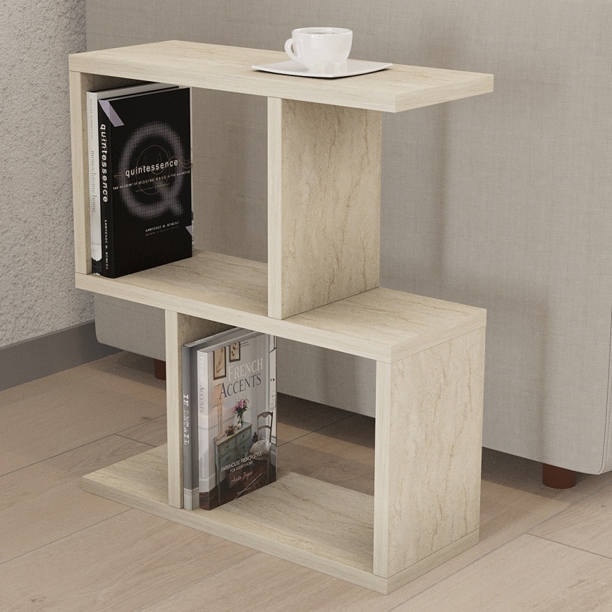 Salontafel CROS, marmerlook, beige