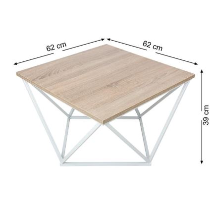 Salontafel CURVED 62x62 cm wit/bruin