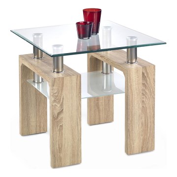 Salontafel DIANA 55x60 cm, sonoma eik / helder glas