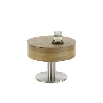 Salontafel ELEMENT met liftfunctie, Ø 60 cm, eiken/zilver