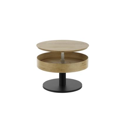 Salontafel ELEMENT met opklapbaar blad Ø 75 cm eiken/zwart