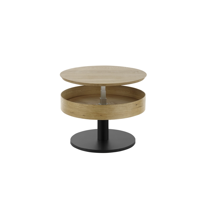 Salontafel ELEMENT met opklapbaar blad Ø 75 cm eiken/zwart