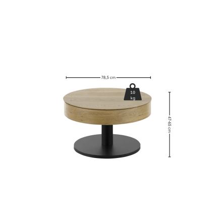 Salontafel ELEMENT met opklapbaar blad Ø 75 cm eiken/zwart